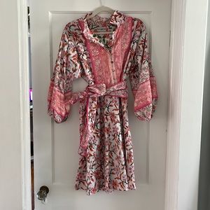 Sue Sartor Paloma/Flounce shorty dress in Pink Kumquat